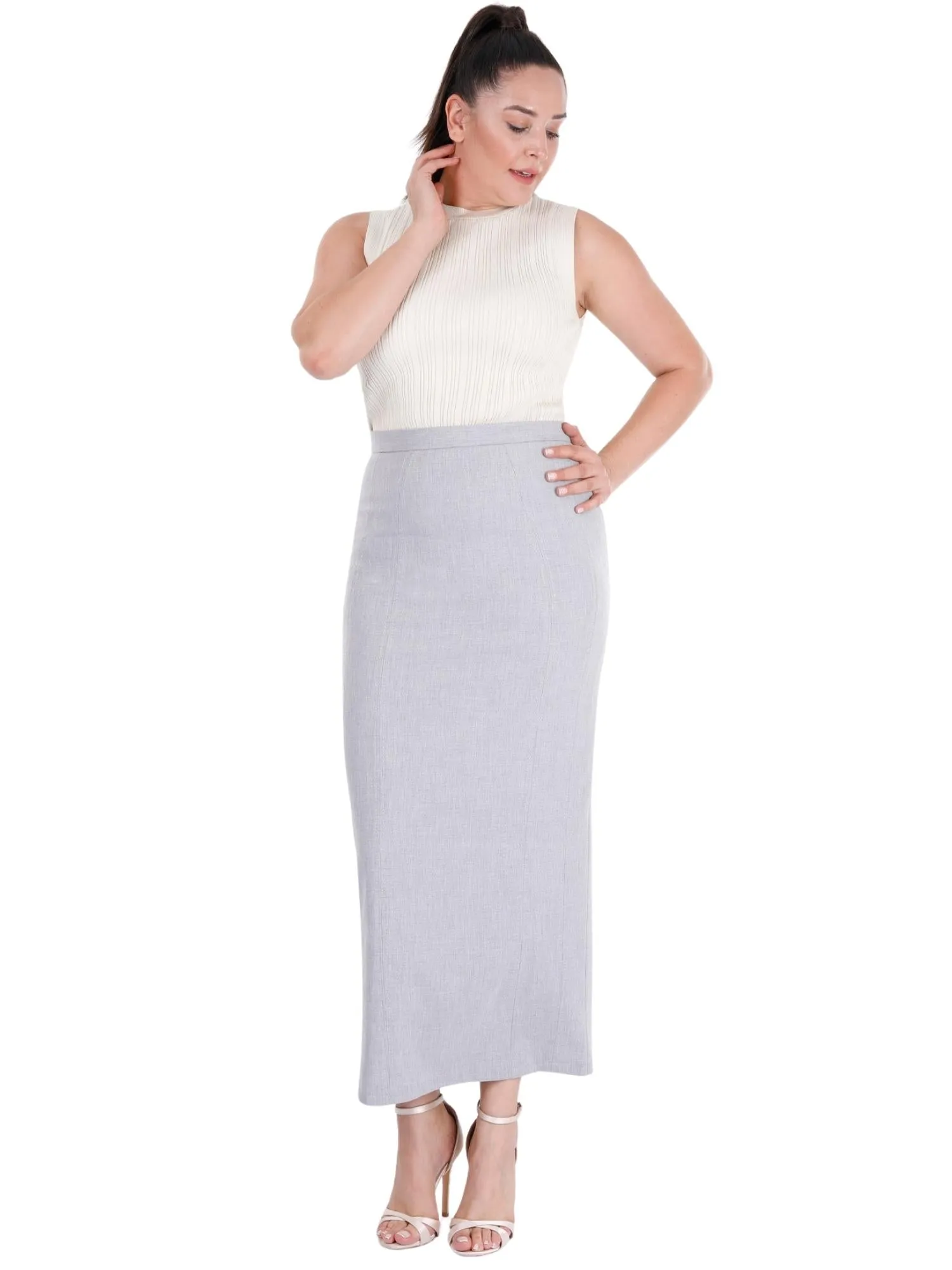 Ankle Length Plus Size Back Split Maxi Skirt - G-Line
