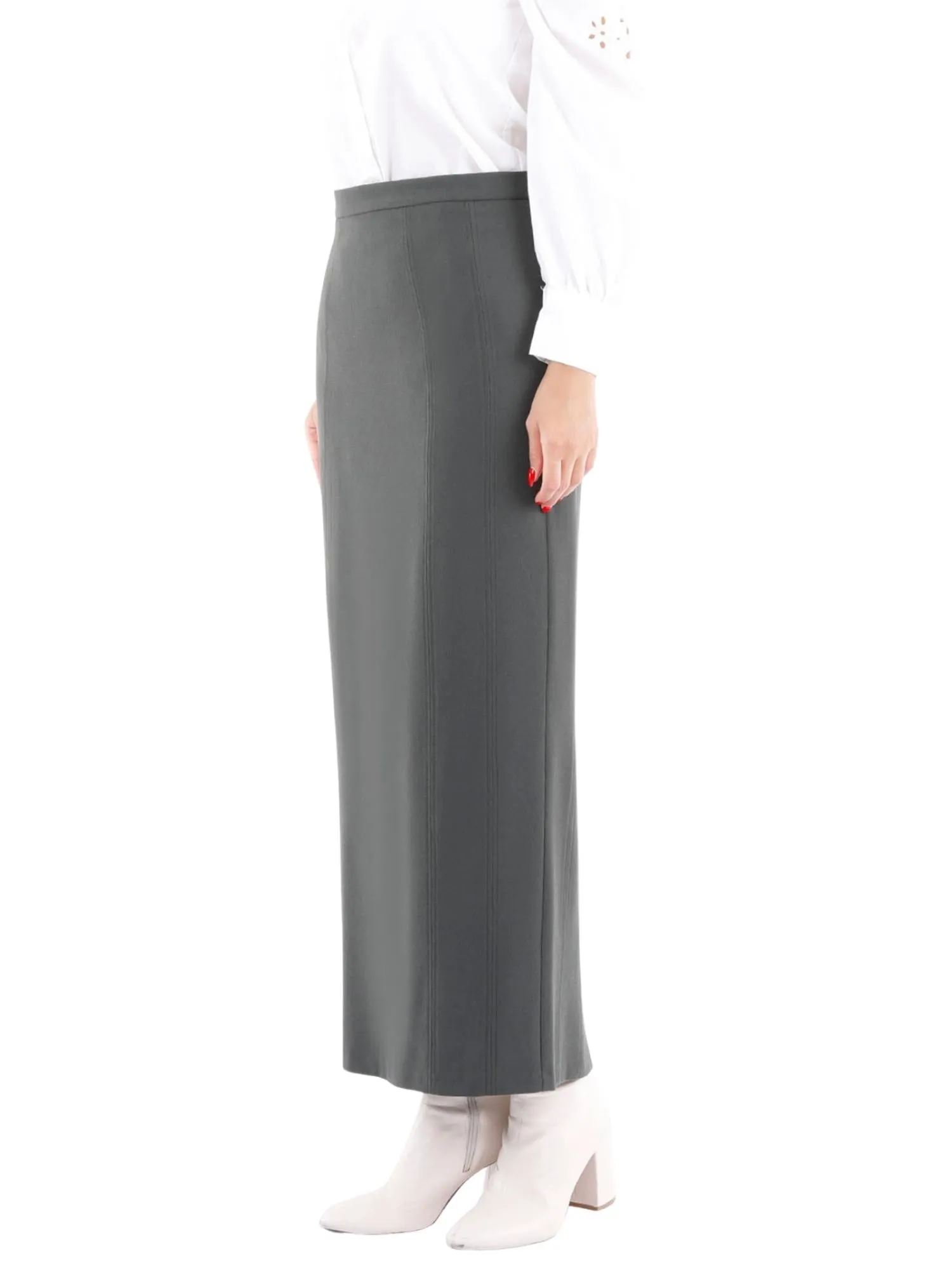 Ankle Length Plus Size Back Split Maxi Skirt - G-Line