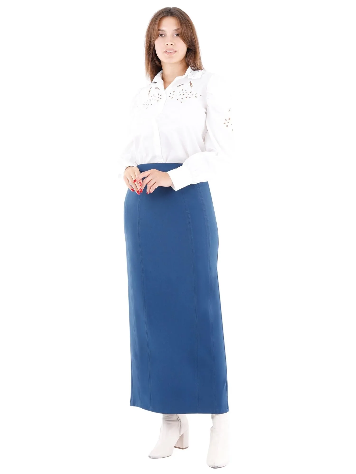 Ankle Length Plus Size Back Split Maxi Skirt - G-Line