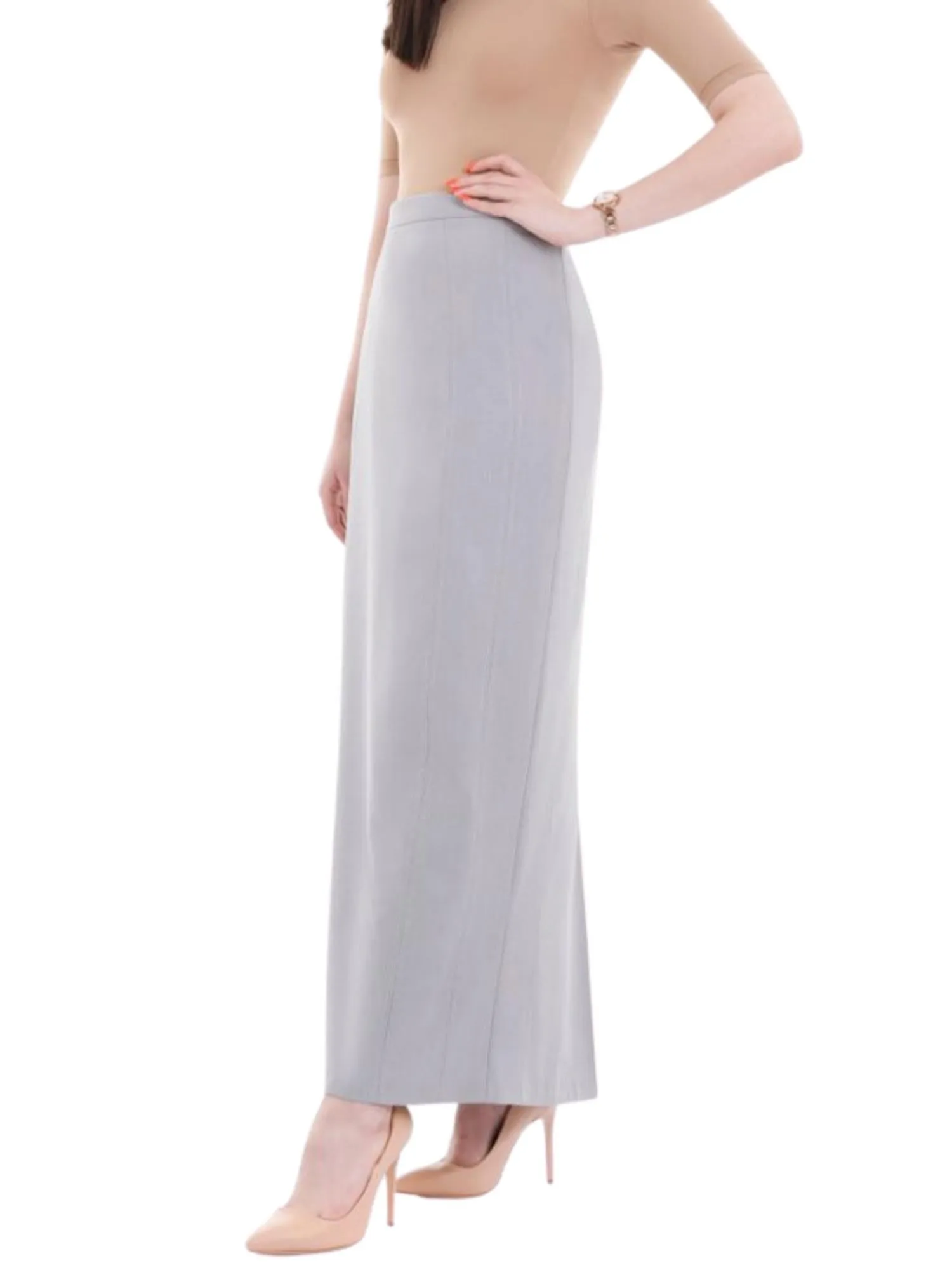 Ankle Length Plus Size Back Split Maxi Skirt - G-Line