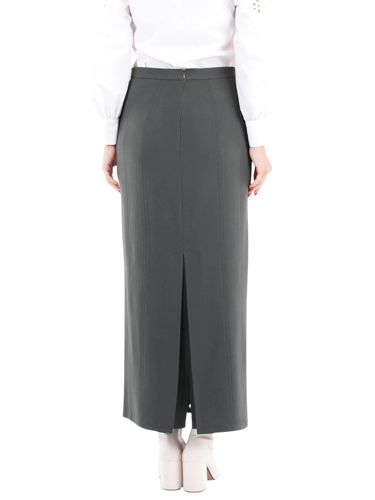 Ankle Length Plus Size Back Split Maxi Skirt - G-Line